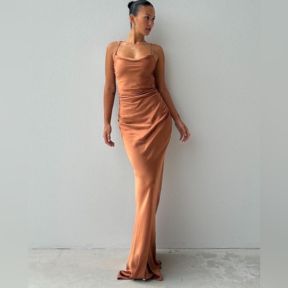 Shona Joy Copper Bias Slip Dress La Lune
